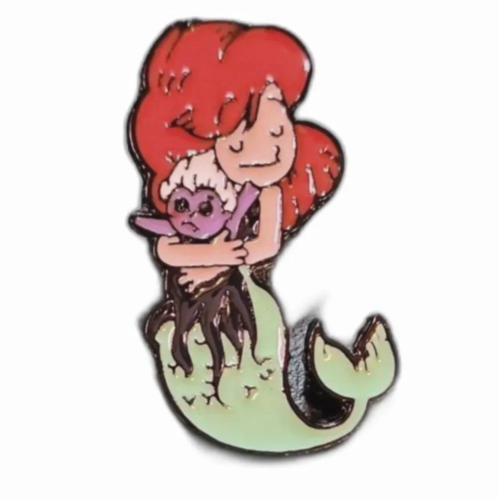 Ariel Hugging Ursula Enamel Pin Mermaid Baby‎ Cute Disney Inspired Lapel Brooch